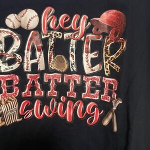 New Womens Navy Blue Hey Batter Batter Swing Baseball T Shirt Size S